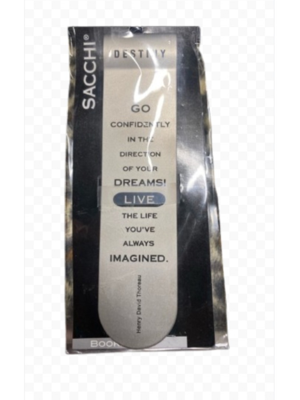 SACCHI Silvertone Metal Bookmark Henry David Thoreau Inspirational Quote